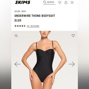 SKIMS Black Underwire Thong Bodysuit
